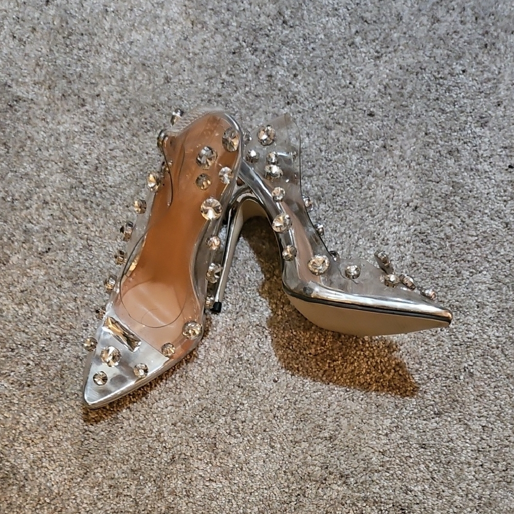 Elegant Silver Studded Heels